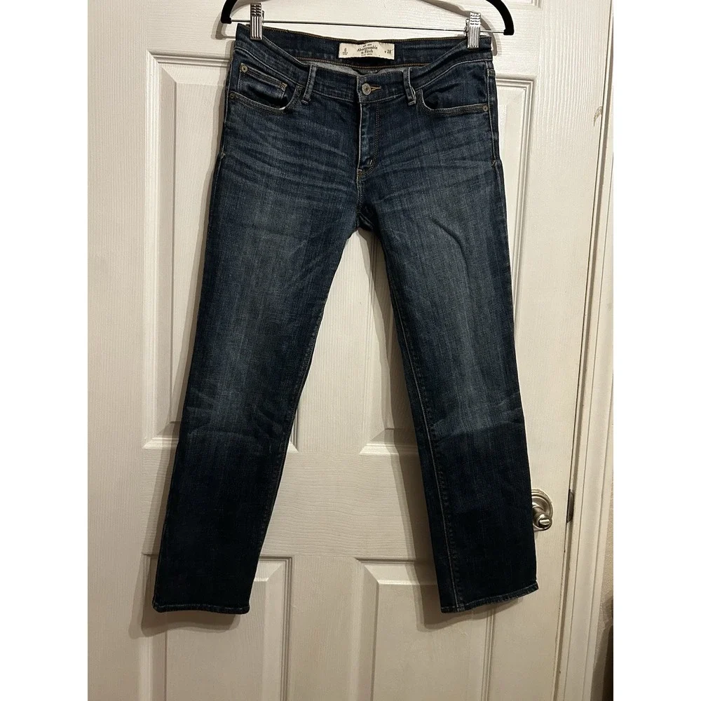 abercrombie & fitch jeans perfect stretch 28 W 6 dark wash‎ denim straight leg